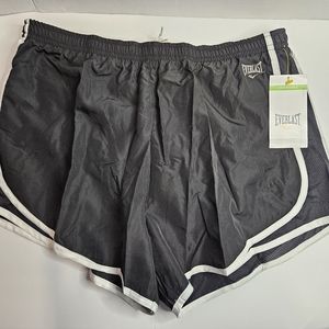 Everlast Womens Running Track Athletic Shorts Black w/White Trim Large NWT